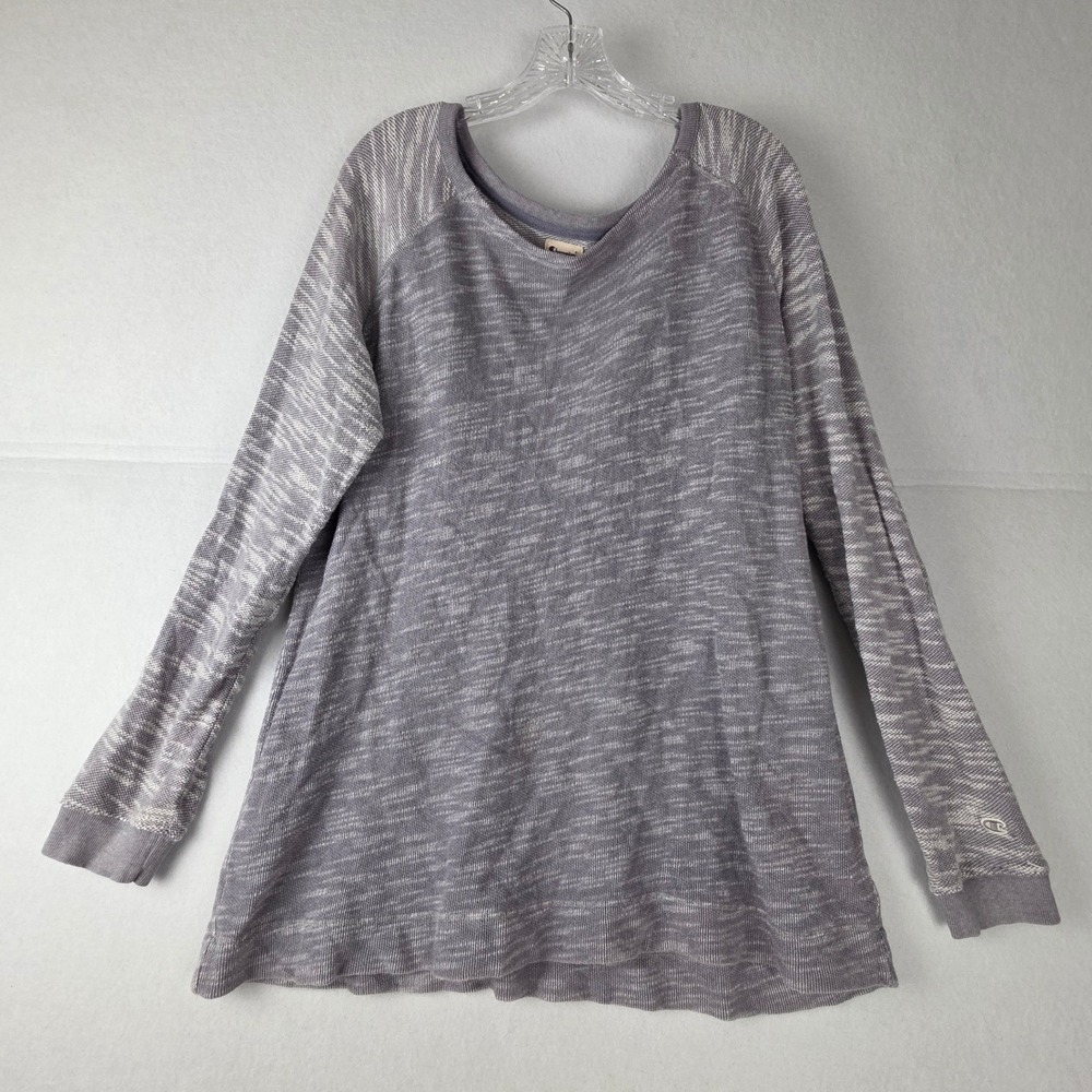 Champion Womens XXL Gray Space Dye Long Sleeve Scoop Neck Raglan Top 1147101
